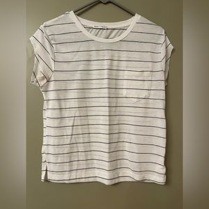 Black and White Striped Zara Cap Sleeve Top
